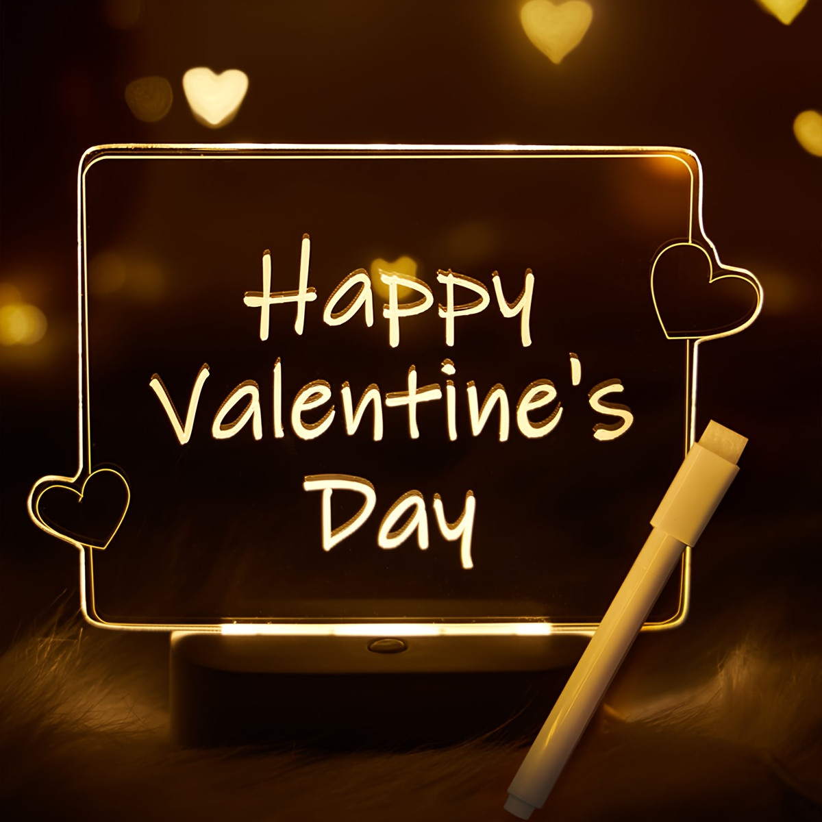 3D Luminous Erasable Love Heart Night Light With Pen