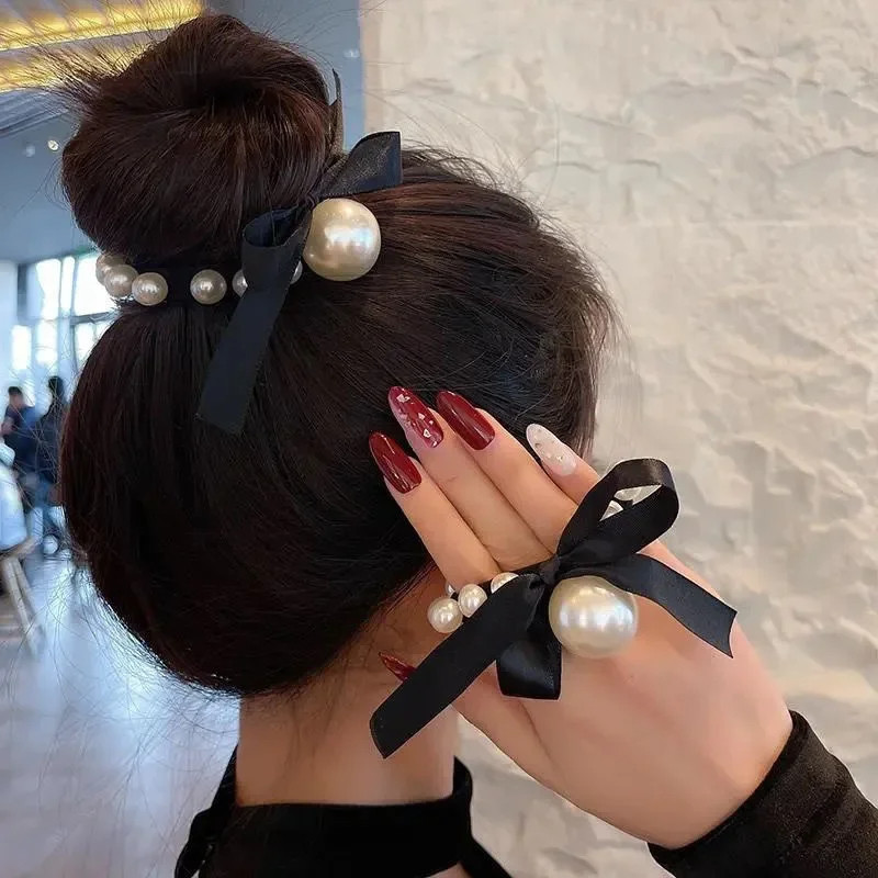 Pearl Bow Hair Loop Versatile Tie Hair